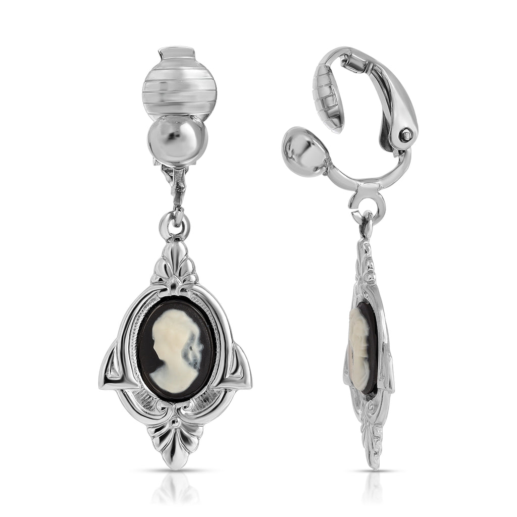 Dark Romance Rose Oval Porcelain Cameo Earrings – POPORCELAIN